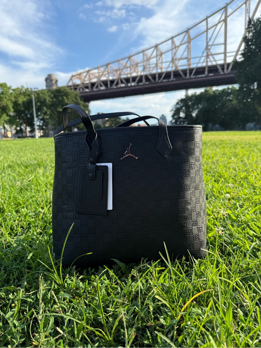 Jordan Black Embossed Tote Bag with Jumpman Logo